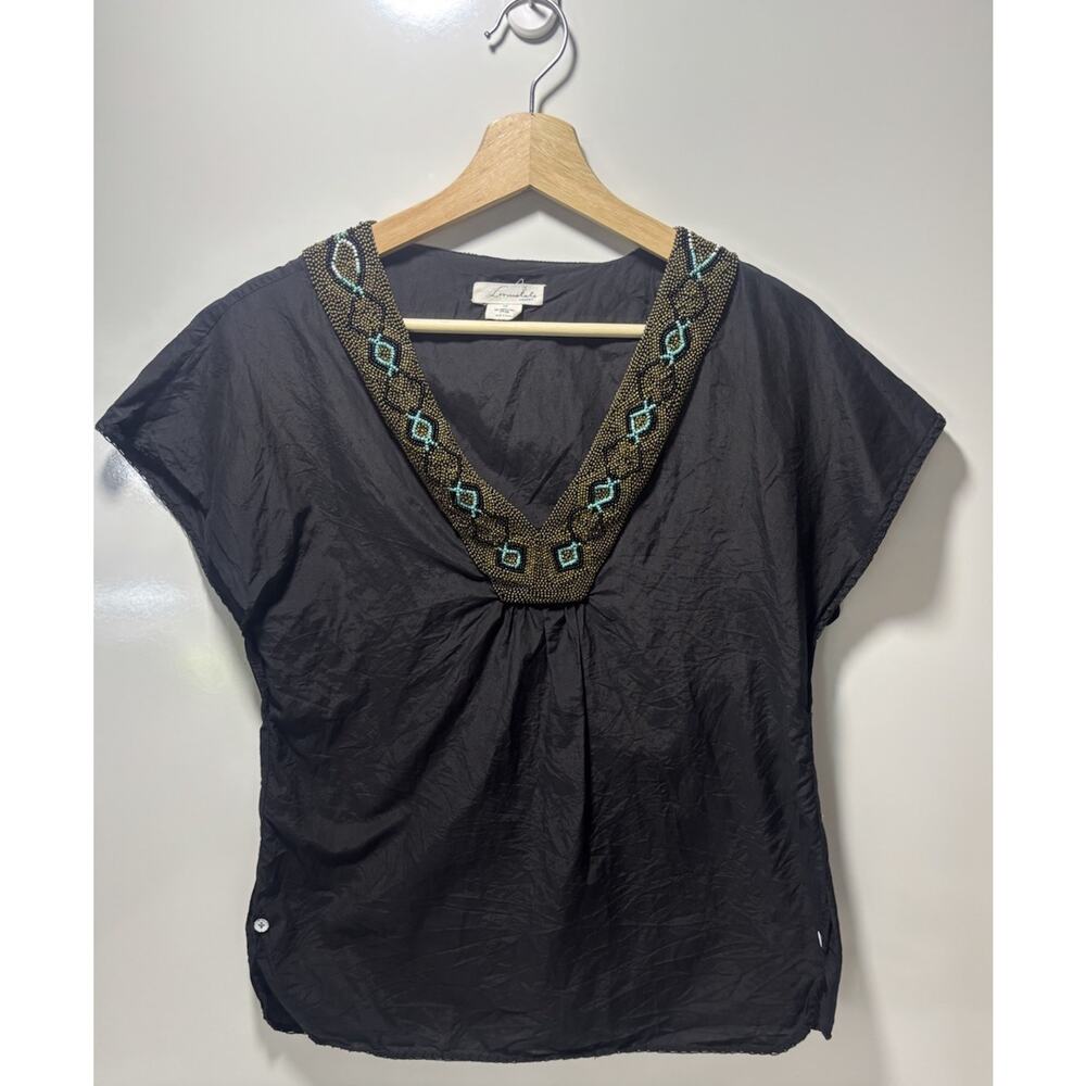 Loomstate Organic Top Tunic Cotton Silk Beaded Sustainable Luxe Luxury Sz XS